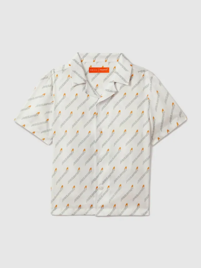 Children Reiss Reiss X Mclaren F1 Team F1 Monte Carlo Cuban Collar Shirt White Multi