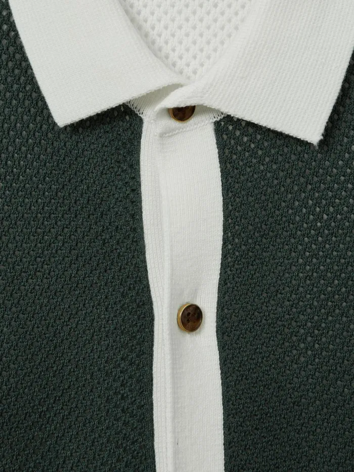 Children Reiss Shirts Misto Cotton Blend Open Stitch Shirt Greenoptic White