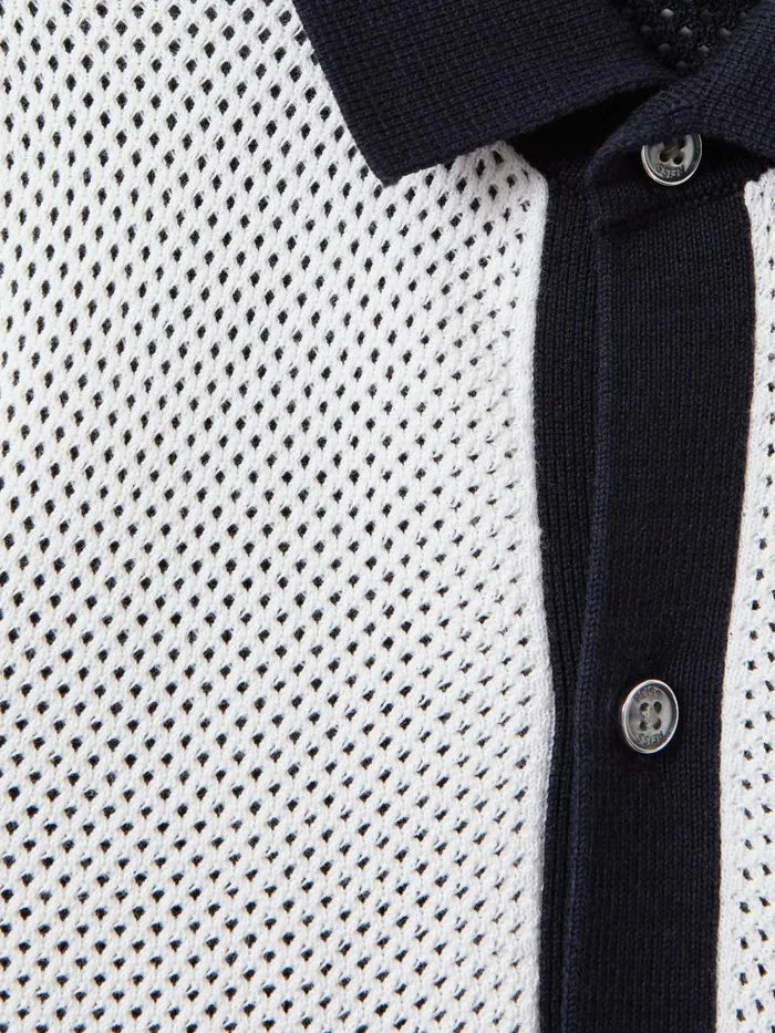 Children Reiss Shirts Misto Cotton Blend Open Stitch Shirt Navyoptic White