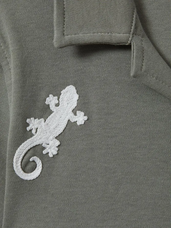 Children Reiss Shirts Thar Cotton Reptile Patch Cuban Collar Shirt Sagewhite