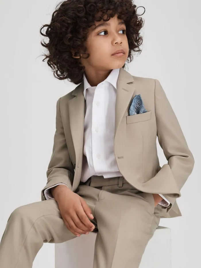 Children Reiss Suits and Tailoring Fine Single Breasted Wool Blazer Stone