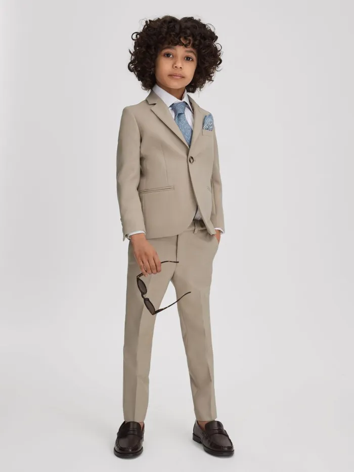 Children Reiss Suits and Tailoring Fine Single Breasted Wool Blazer Stone