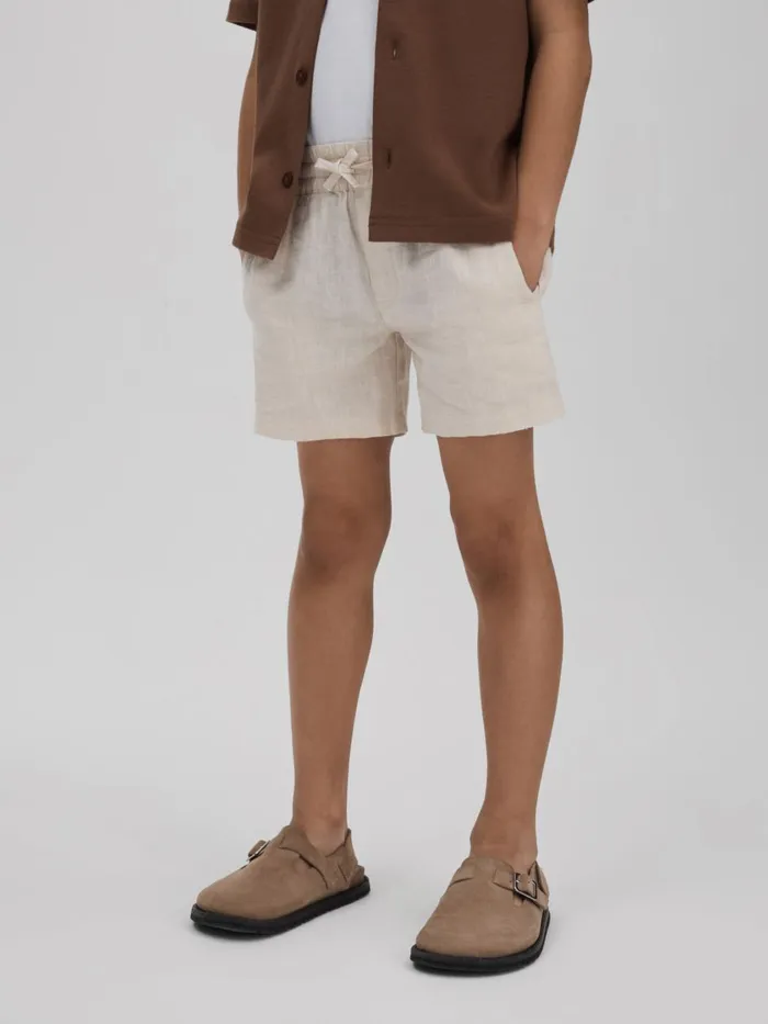 Children Reiss Sweats and Hoodies Acen Linen Drawstring Shorts Stone