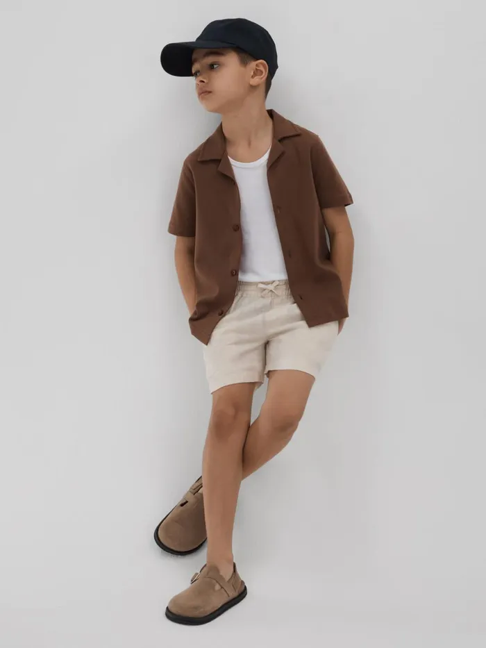 Children Reiss Sweats and Hoodies Acen Linen Drawstring Shorts Stone