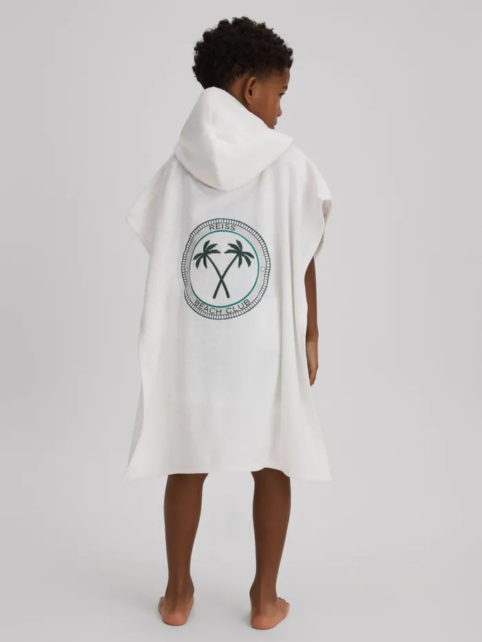 Children Reiss Sweats and Hoodies Afar Cotton Blend Hooded Poncho White
