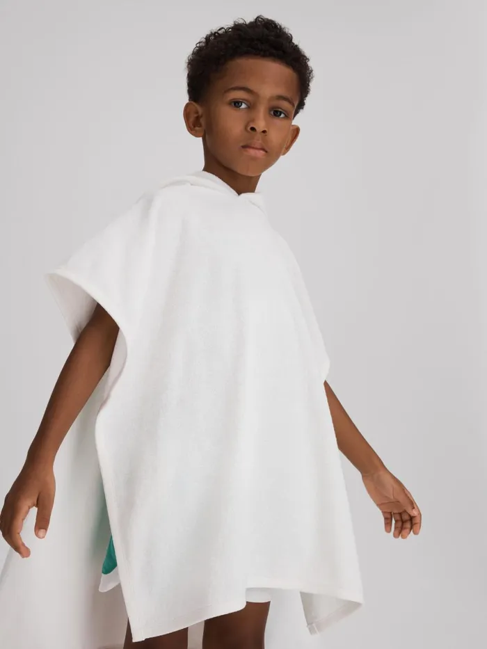 Children Reiss Sweats and Hoodies Afar Cotton Blend Hooded Poncho White