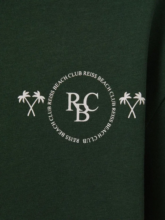 Children Reiss TShirts Palm Cotton Crew Neck Motif TShirt Dark Green