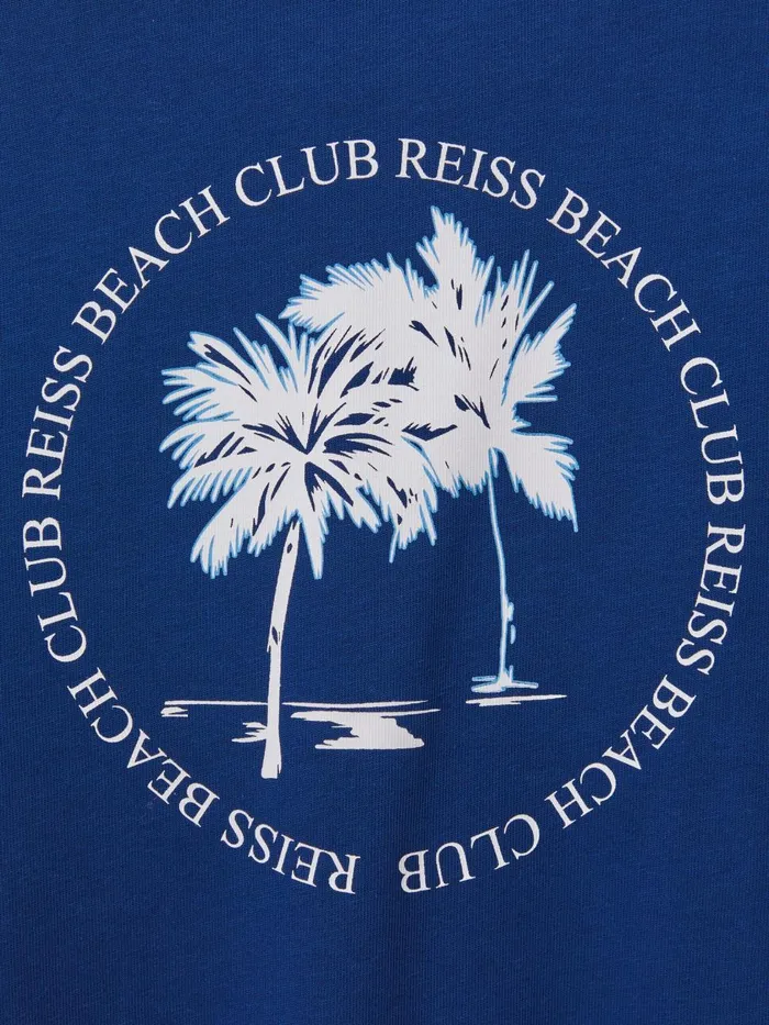 Children Reiss TShirts Palm Cotton Crew Neck Motif TShirt Lapis Blue