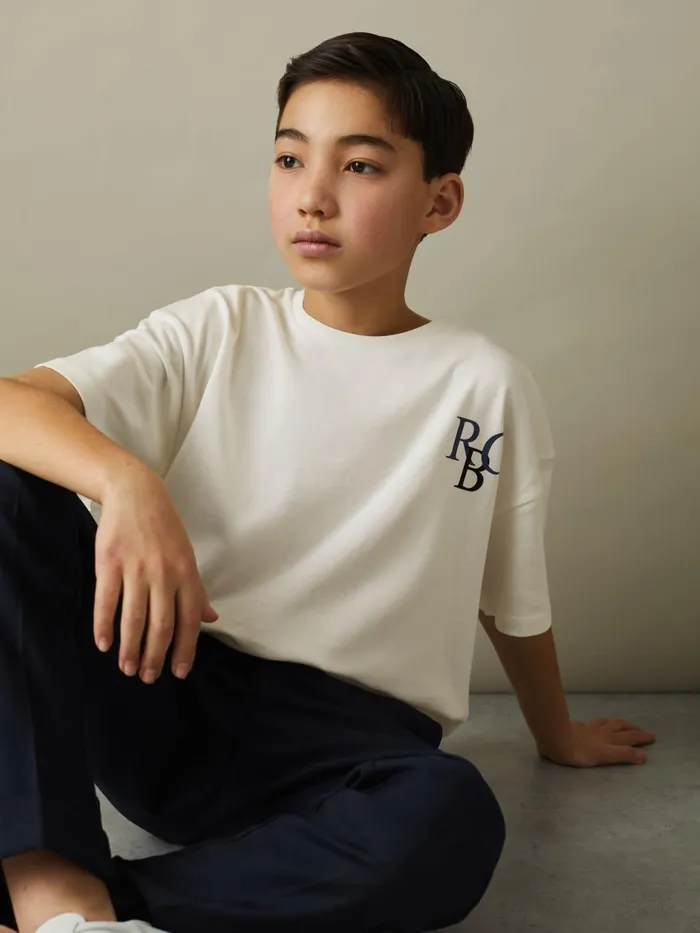 Children Reiss TShirts Sennen Oversized Cotton Motif Shirt Ecrublue