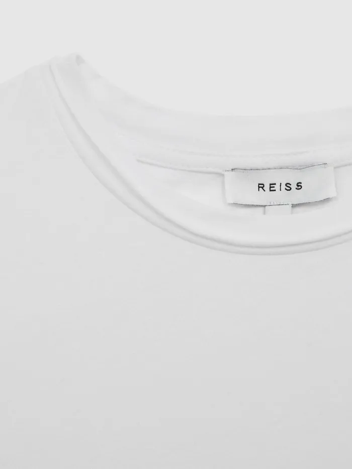 Children Reiss Tops and TShirts Terry Cotton Crew Neck Crop Top White