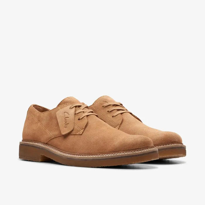 Clarkdale Derby Light Tan Suede Men Clarks Casual Dress Shoes