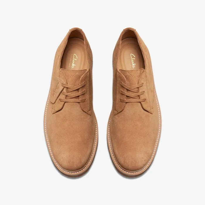 Clarkdale Derby Light Tan Suede Men Clarks Casual Dress Shoes