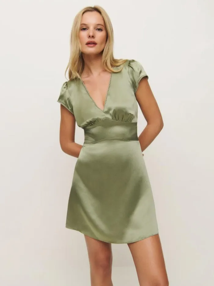 Clothing The Reformation Amellia Silk Dress Artichoke