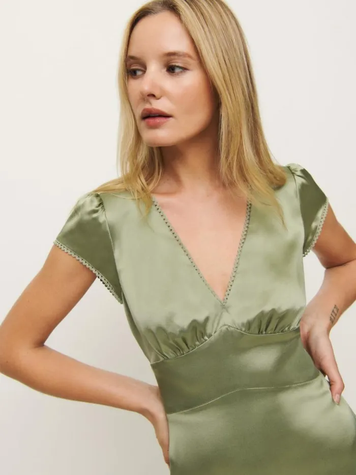 Clothing The Reformation Amellia Silk Dress Artichoke
