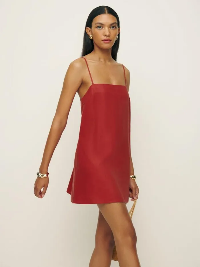 Clothing The Reformation Aubree Linen Dress Sundried Tomato