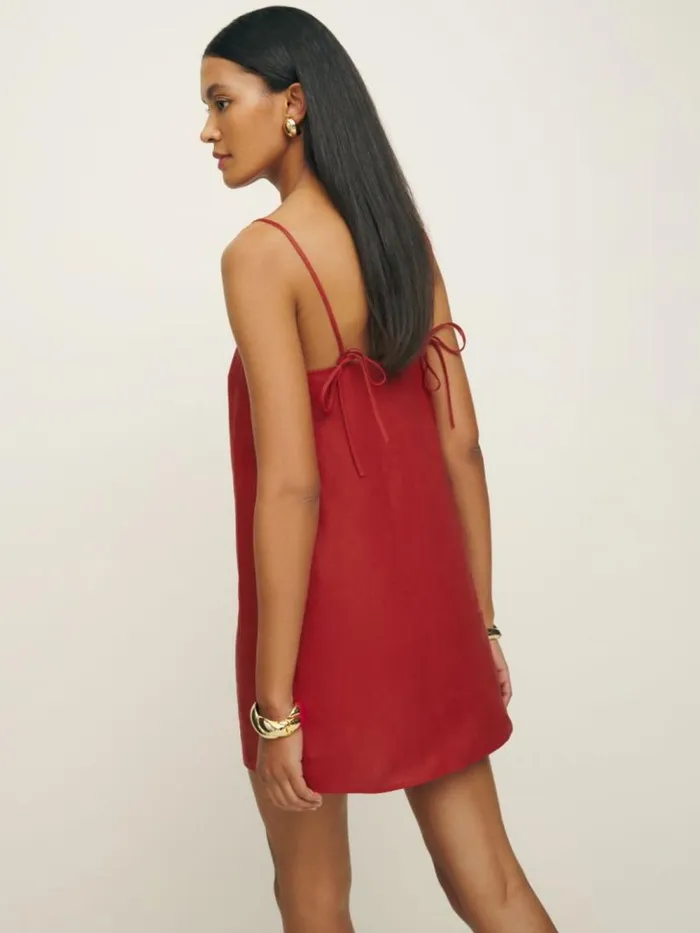 Clothing The Reformation Aubree Linen Dress Sundried Tomato