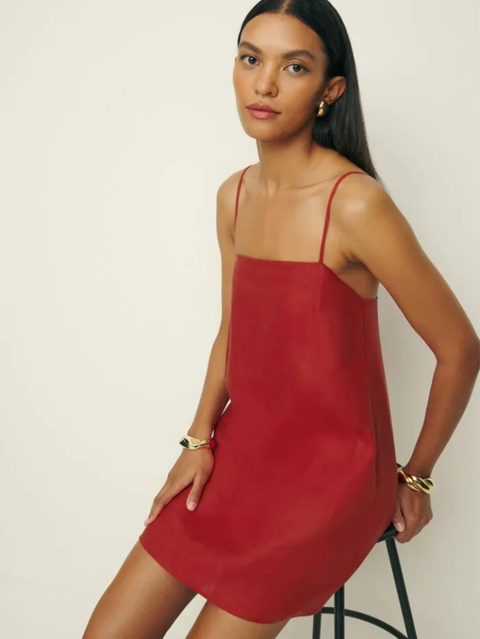 Clothing The Reformation Aubree Linen Dress Sundried Tomato