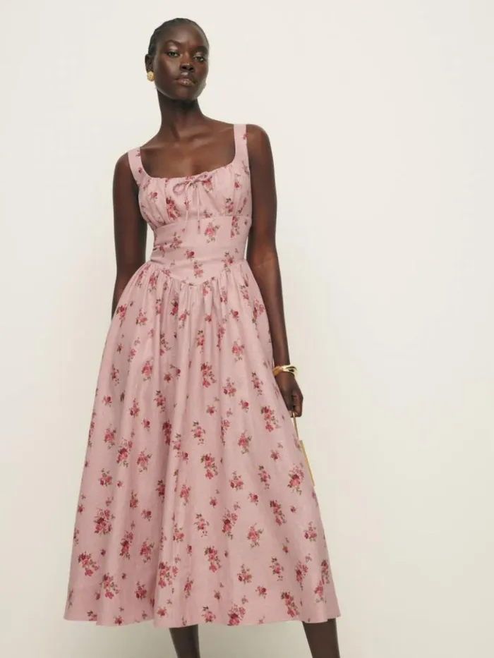 Clothing The Reformation Balia Linen Dress Tea Time