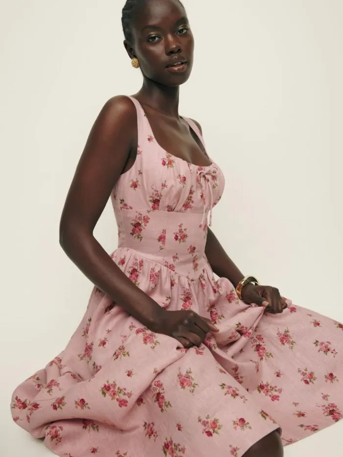Clothing The Reformation Balia Linen Dress Tea Time