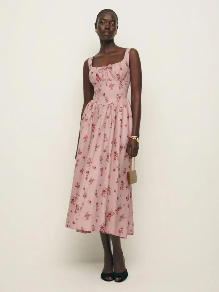 Clothing The Reformation Balia Linen Dress Tea Time