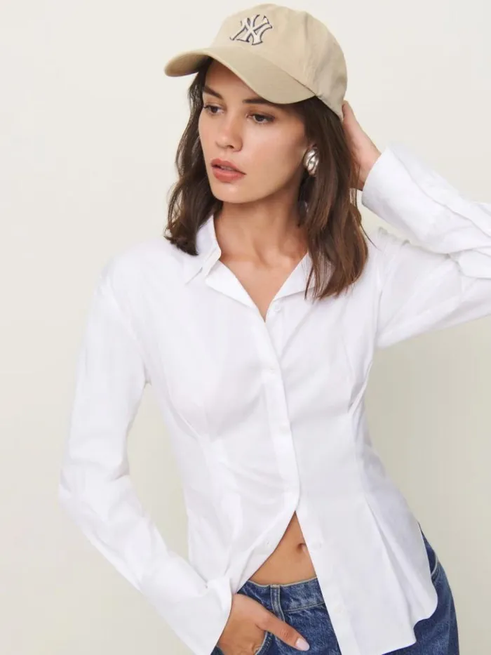 Clothing The Reformation Becker Shirt Bright White