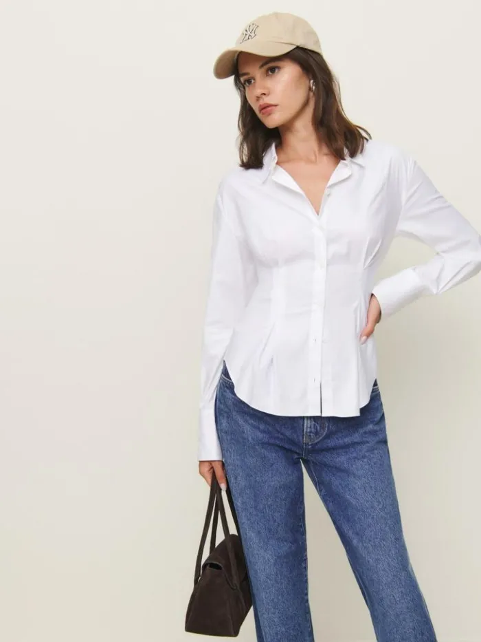 Clothing The Reformation Becker Shirt Bright White