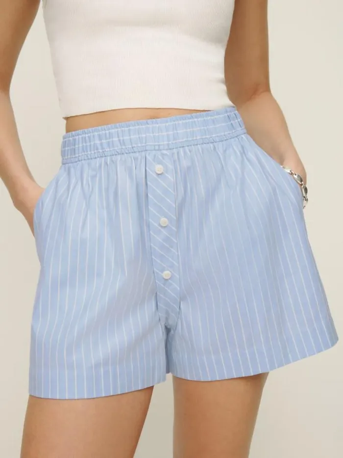 Clothing The Reformation Billy Short Horizon Pinstripe