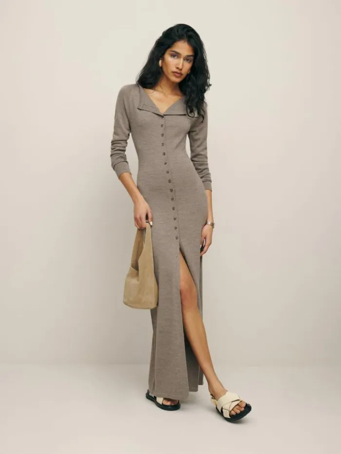 Clothing The Reformation Cameran Regenerative Merino Sweater Dress Oatmeal