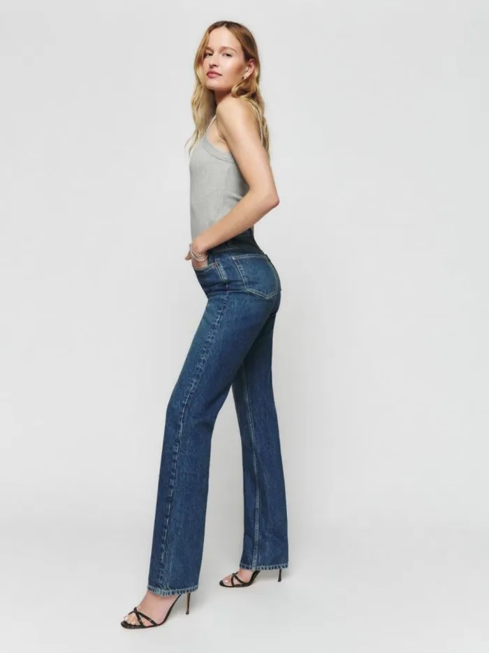 Clothing The Reformation Cynthia High Rise Straight Long Jeans Lanier