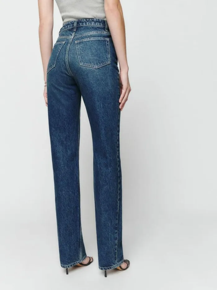 Clothing The Reformation Cynthia High Rise Straight Long Jeans Lanier