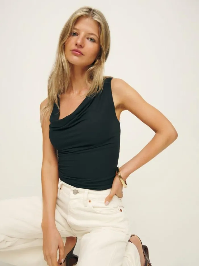 Clothing The Reformation Darla Knit Top Black