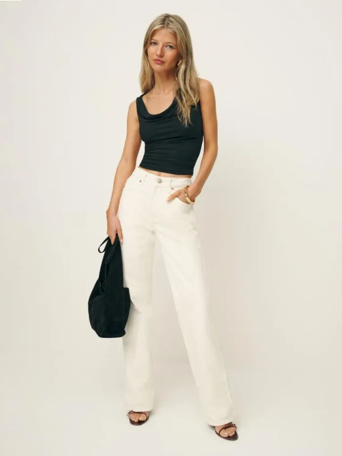 Clothing The Reformation Darla Knit Top Black