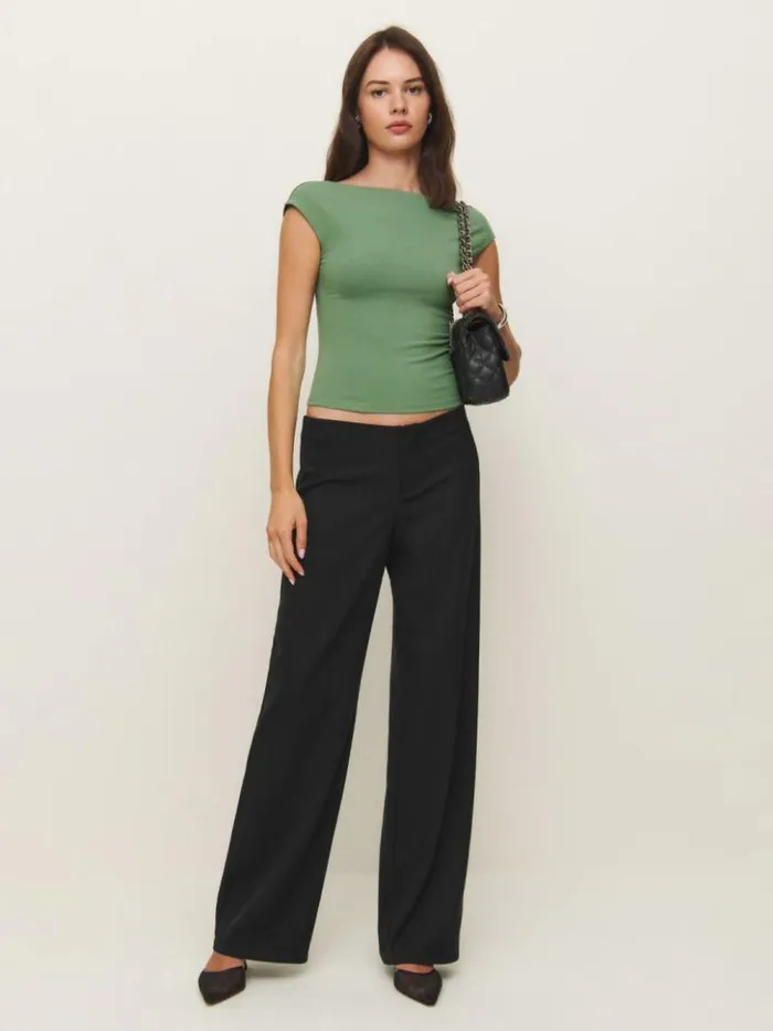 Clothing The Reformation Darra Knit Top Bottle Green