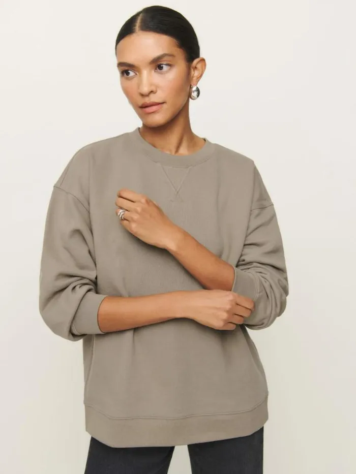Clothing The Reformation Drew Vintage Oversized Crewneck Sweatshirt Taupe