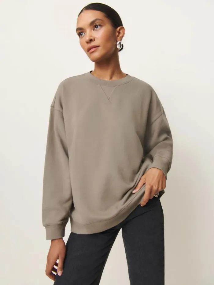 Clothing The Reformation Drew Vintage Oversized Crewneck Sweatshirt Taupe