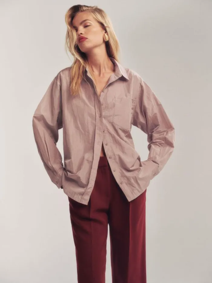 Clothing The Reformation Eli Oversized Shirt Blush