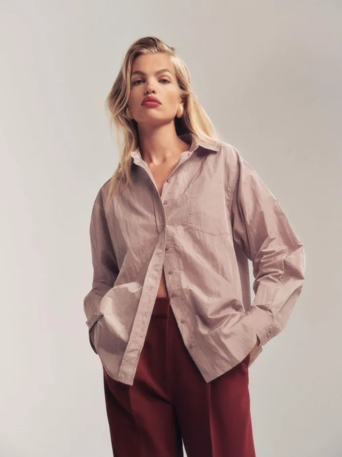 Clothing The Reformation Eli Oversized Shirt Blush