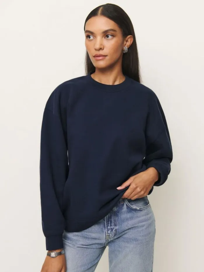 Clothing The Reformation Emma Classic Crewneck Sweatshirt Midnight