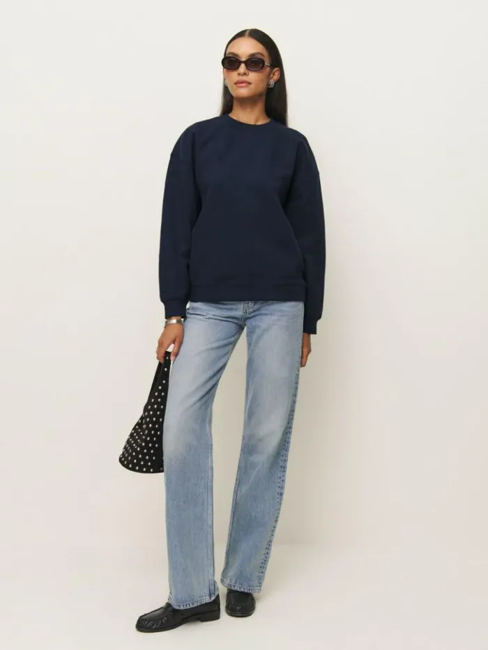 Clothing The Reformation Emma Classic Crewneck Sweatshirt Midnight