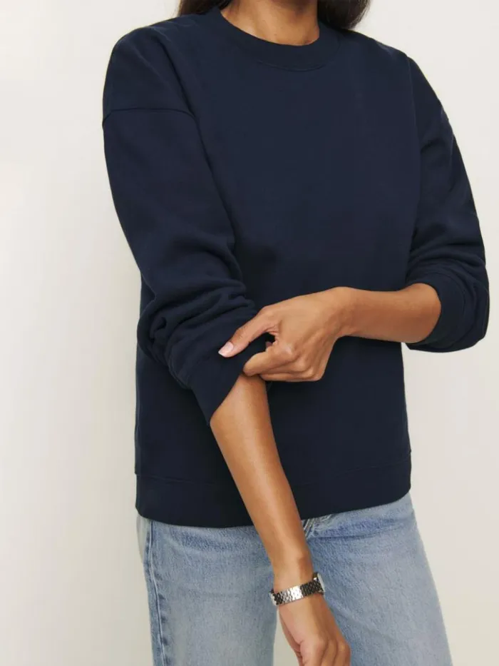 Clothing The Reformation Emma Classic Crewneck Sweatshirt Midnight