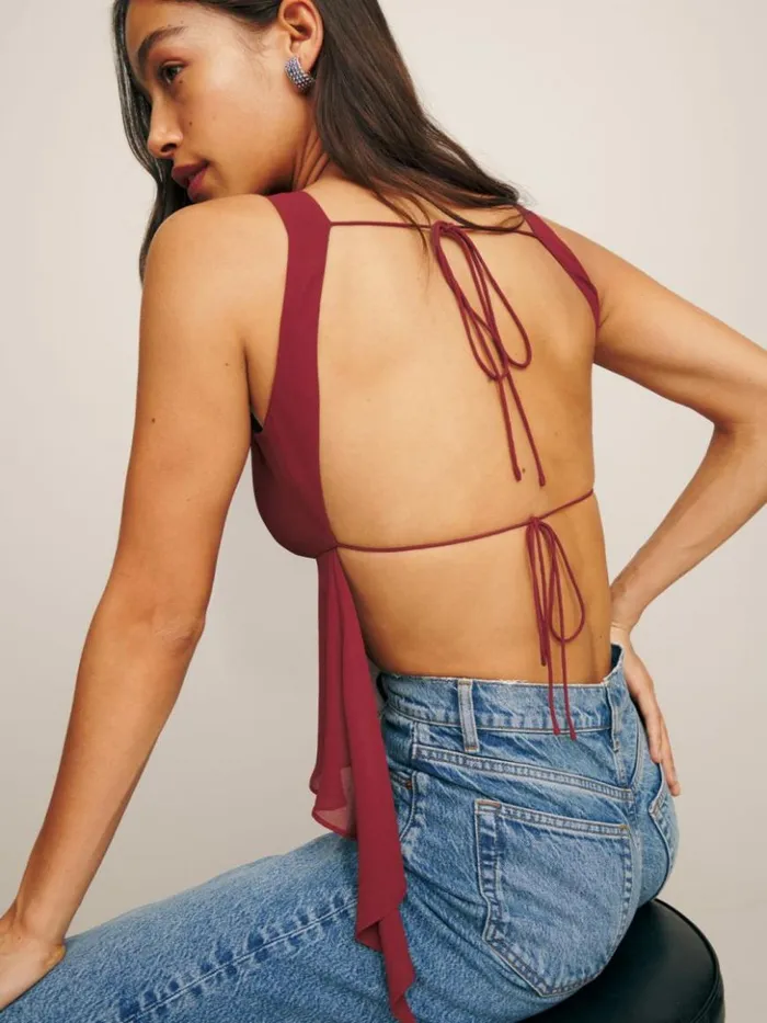 Clothing The Reformation Erica Top Chianti