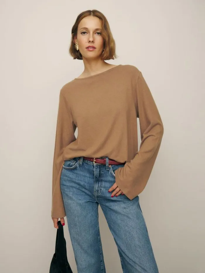Clothing The Reformation Eternity Knit Top Butterscotch