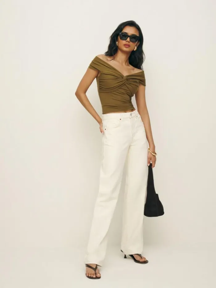 Clothing The Reformation Ezlynn Knit Top Bronze