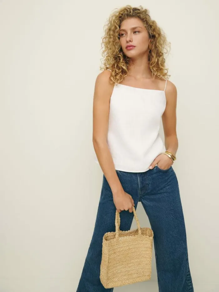 Clothing The Reformation Fable Linen Top White