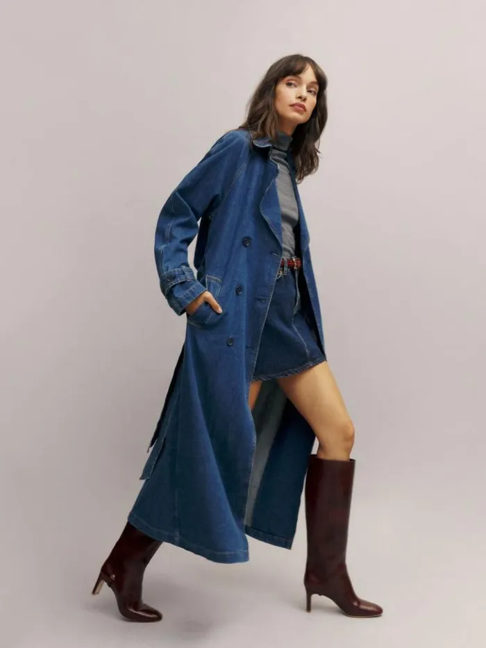 Clothing The Reformation Hayes Denim Trench Coat Estes