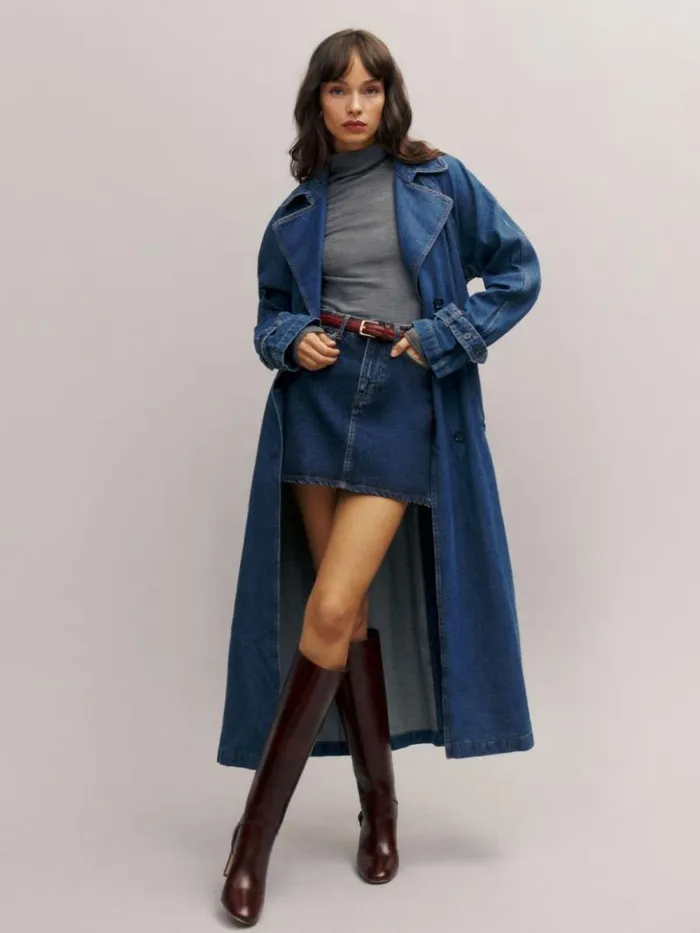 Clothing The Reformation Hayes Denim Trench Coat Estes
