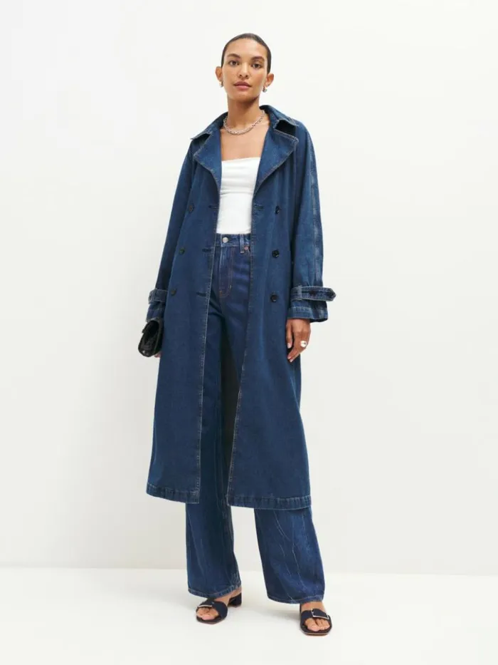 Clothing The Reformation Hayes Denim Trench Coat Estes
