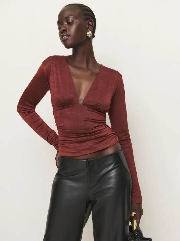 Clothing The Reformation Ines Knit Top Wine