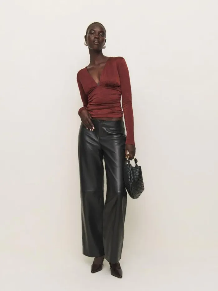 Clothing The Reformation Ines Knit Top Wine