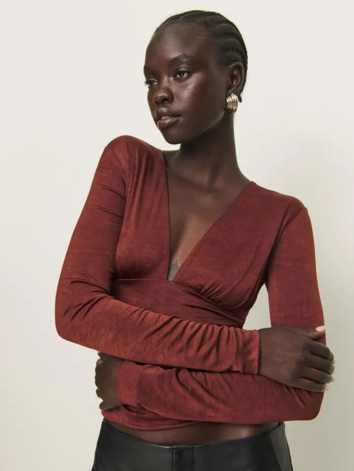 Clothing The Reformation Ines Knit Top Wine